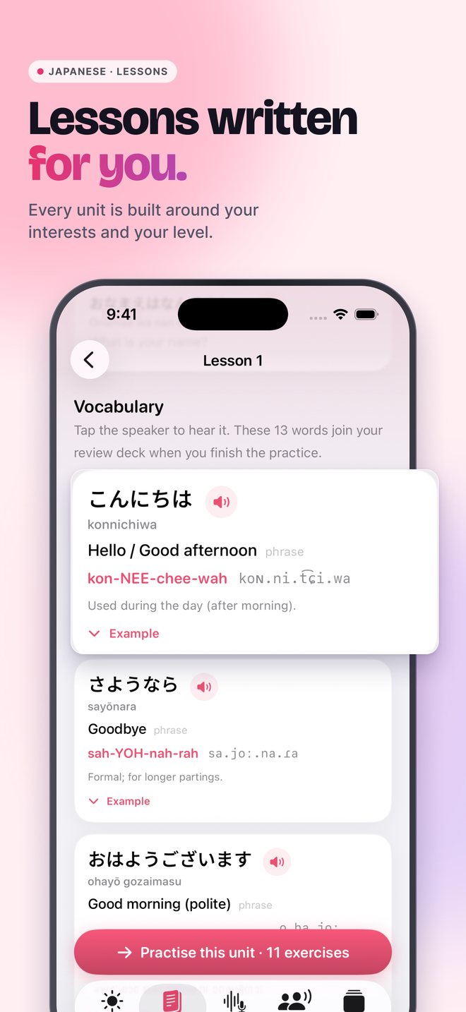 Lessons written for you: Japanese